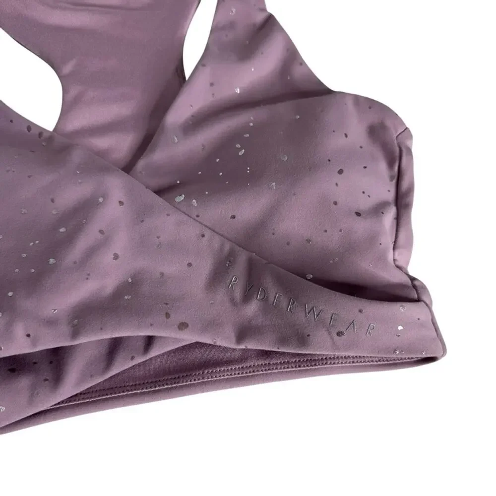 Ryderwear Cross Front Silver‎ Speckled Sports Bra with Pads Women's Size Small